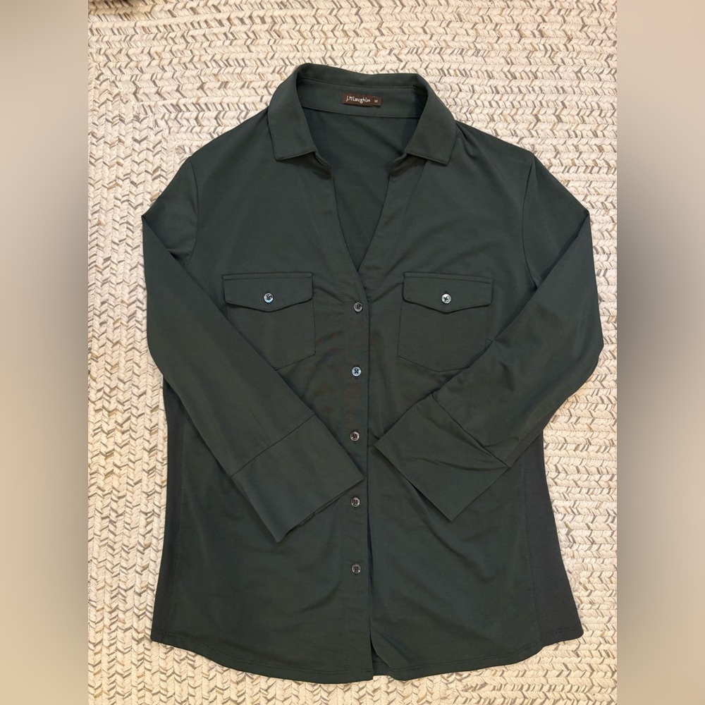 J. McLaughlin Green Blouse Top